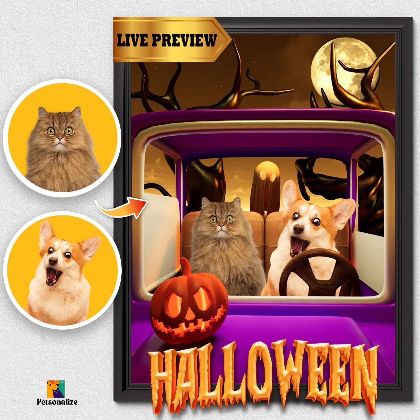 RUN!!! - Personalized Halloween Pet Poster - Petsonalize